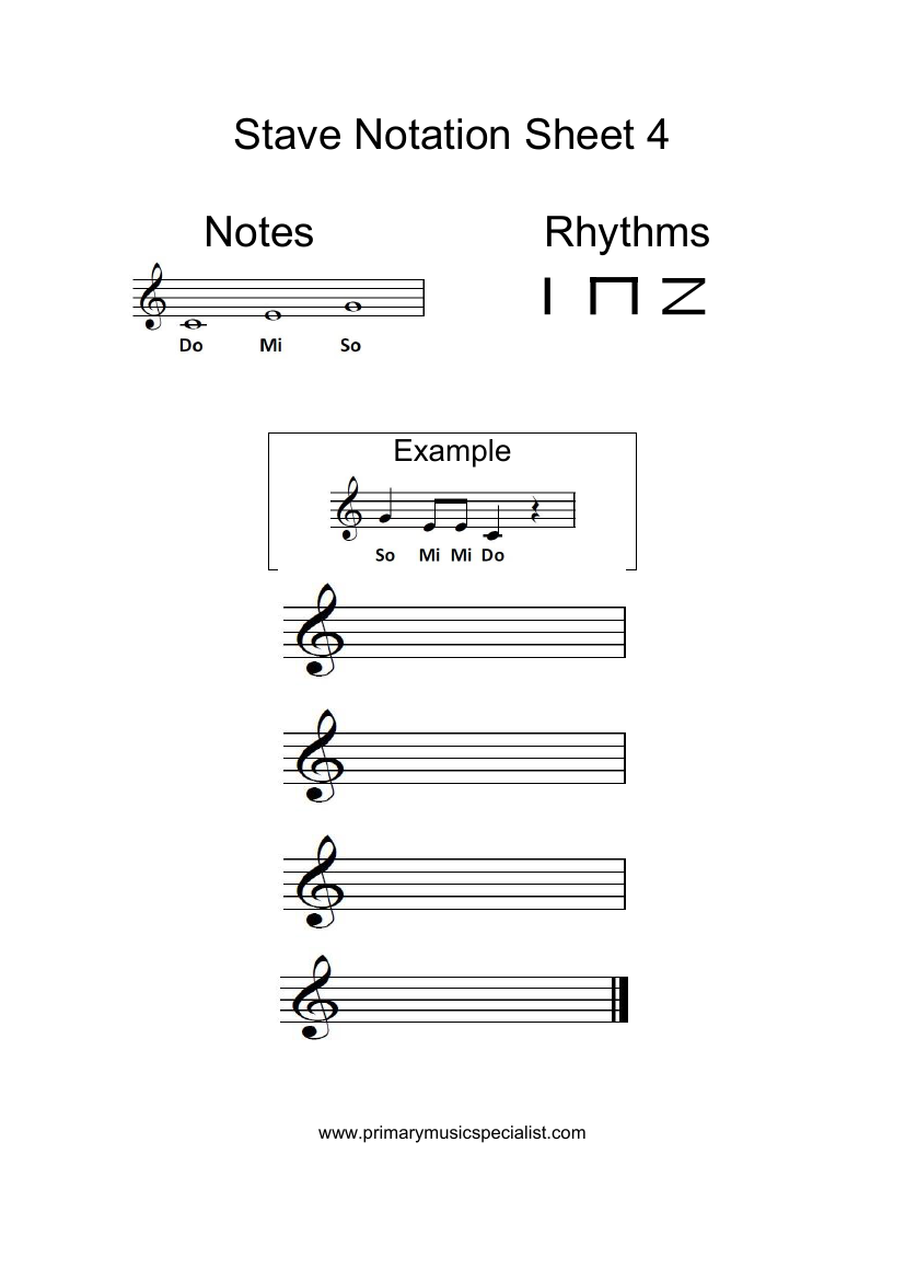 Pitch - Stave Notation Sheet 4