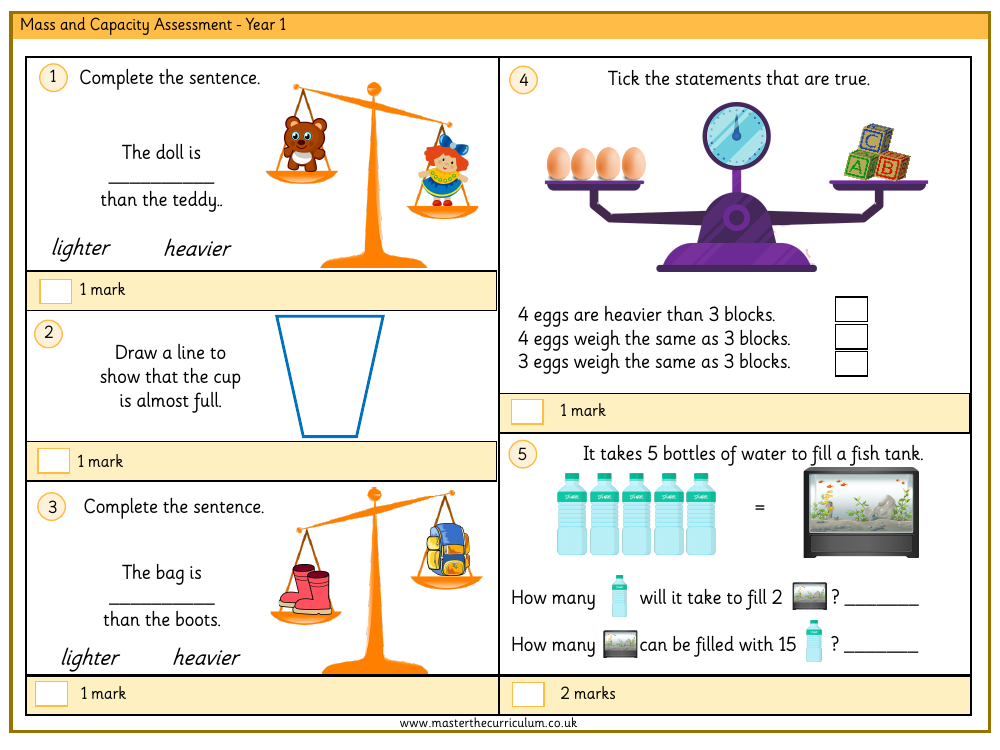 Weight and volume - Assessment