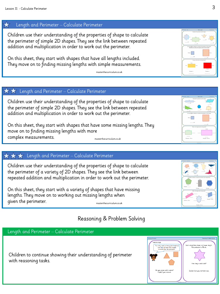 Length and Perimeter - Calculate perimeter - Worksheet
