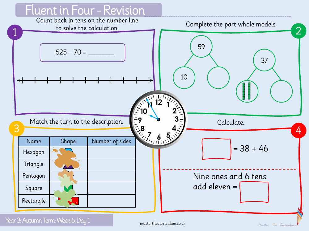 Addition and subtraction - Subtract one- from two-digit numbers - Starter