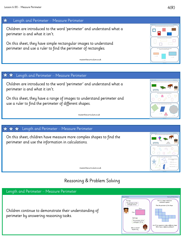 Measurement Length and Perimeter - Measure Perimeter  - Worksheet