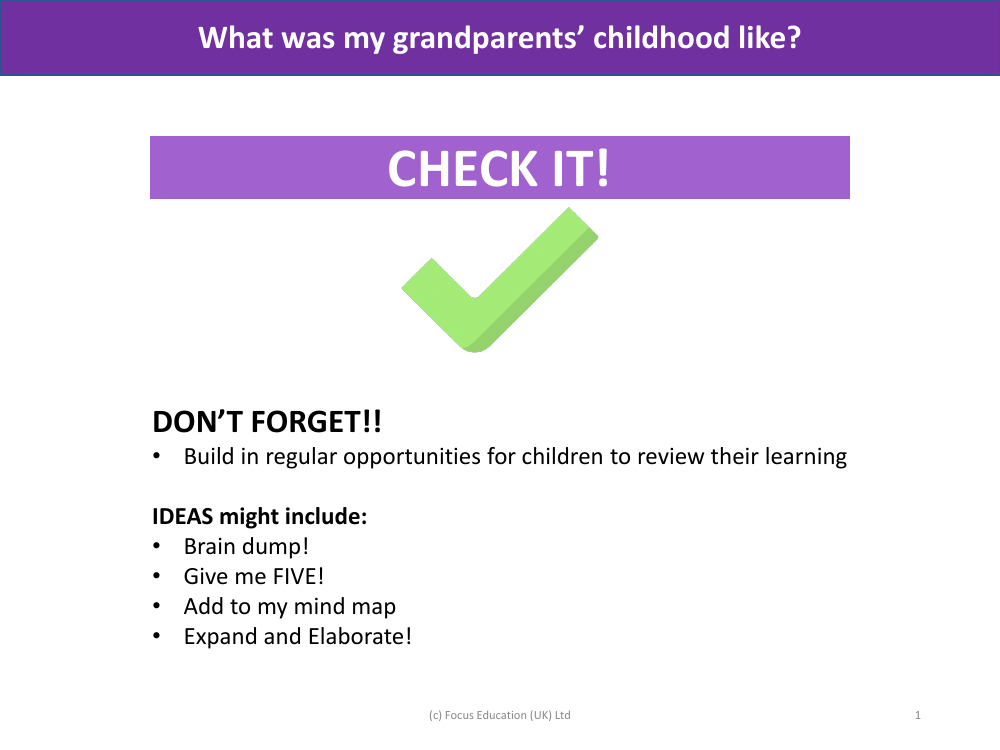 Check it! - Grandparents - Year 1
