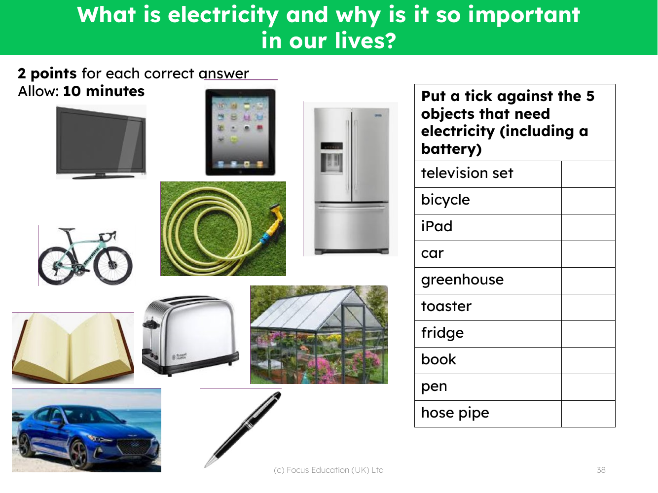 Yes or no - Which of these needs electricity?