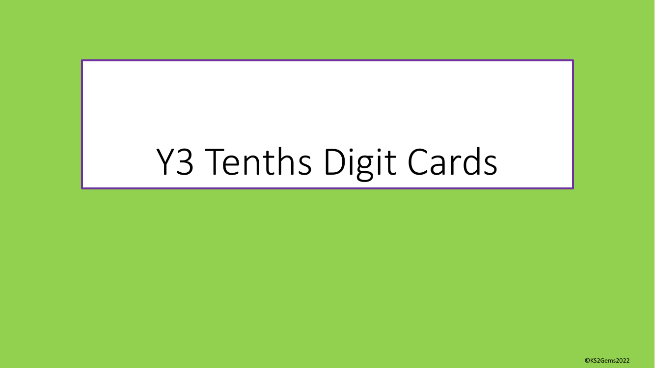 Tenths Digit Cards