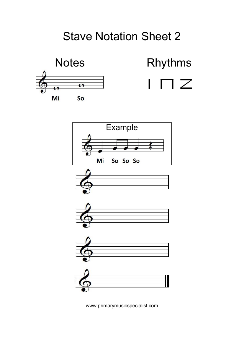 Pitch - Stave Notation Sheet 2