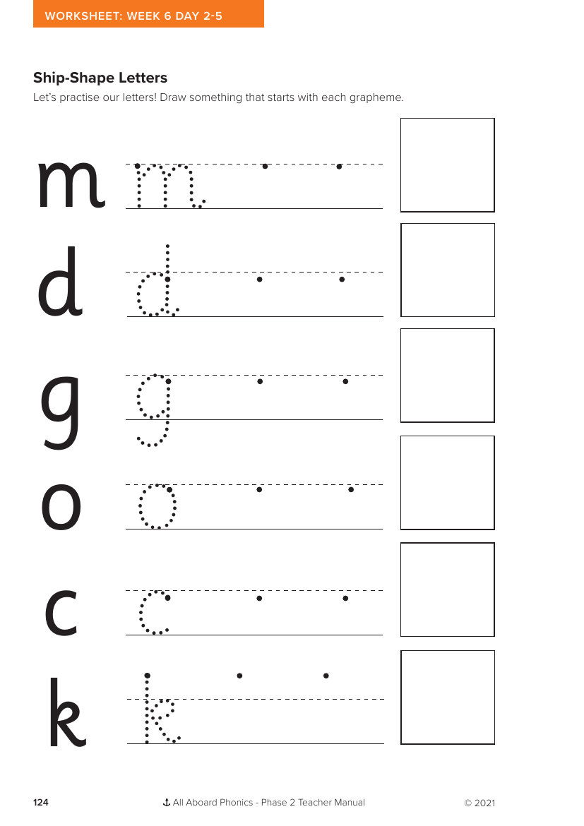 Week 6, Ship-Shape Letters activity - Phonics Phase 2 - Worksheet