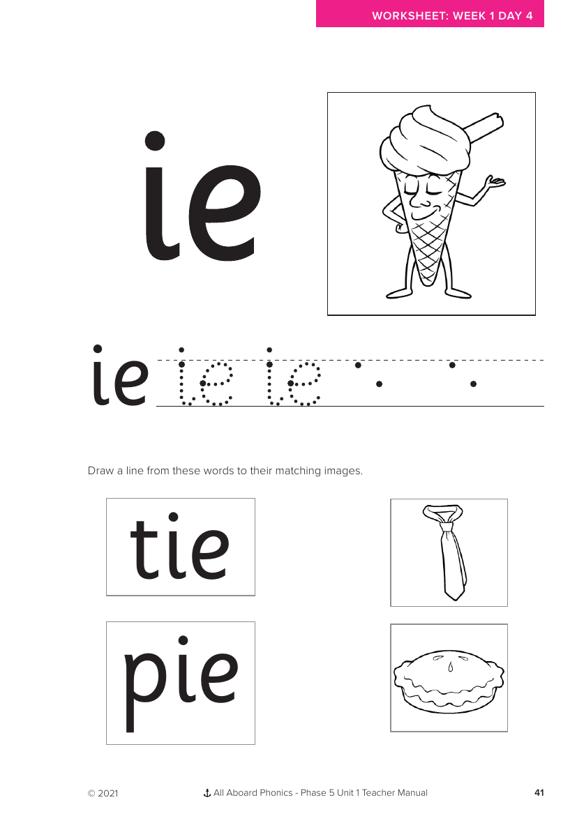 Week 1, lesson 4 Letter formation activity - Phonics Phase 5, unit 1 -Worksheet