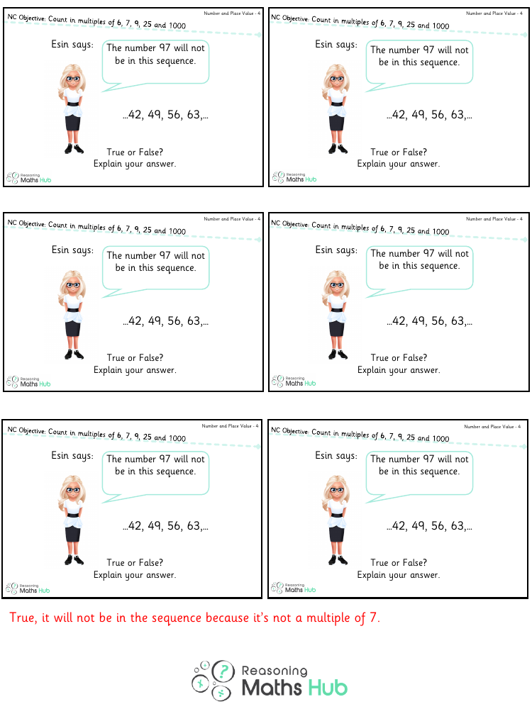 Count in multiples of 6, 7, 9, 25 and 1000 3 - Reasoning