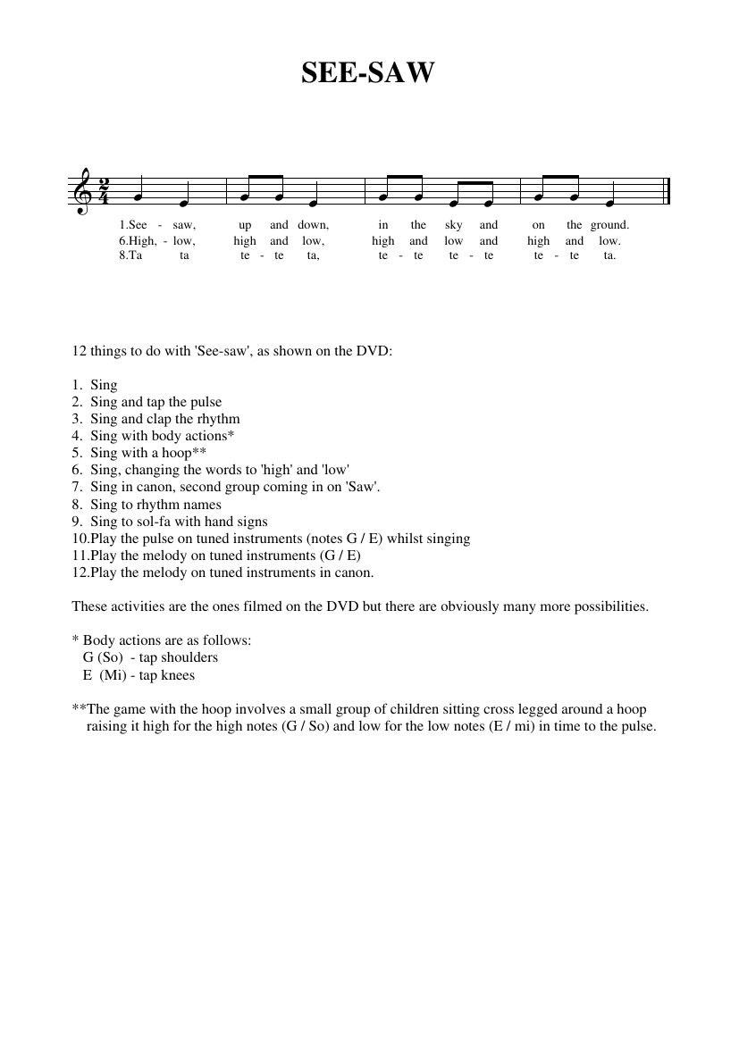 Pitch Reception Notations - See saw