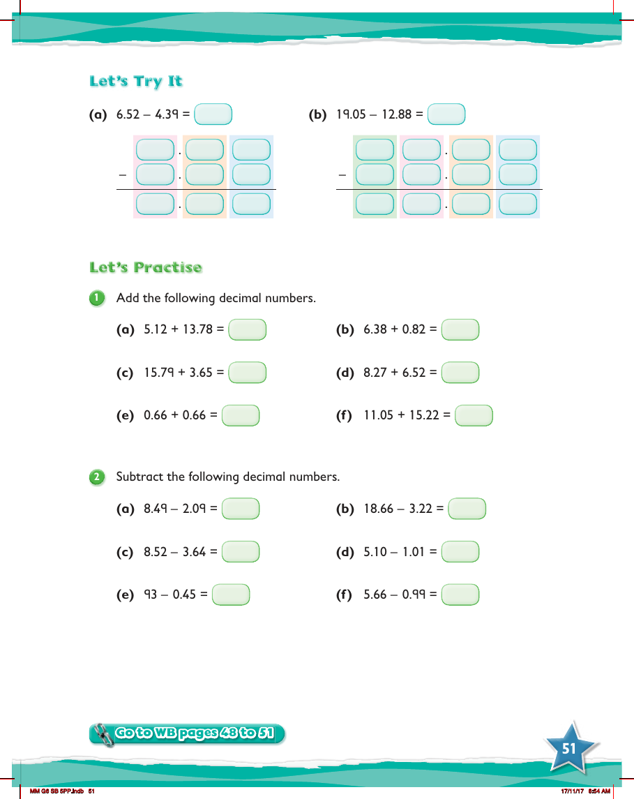 Max Maths, Year 6, Try it, Review of adding and subtracting decimals