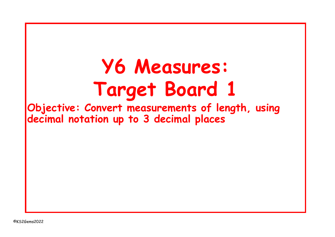 Converting units of length Target Board