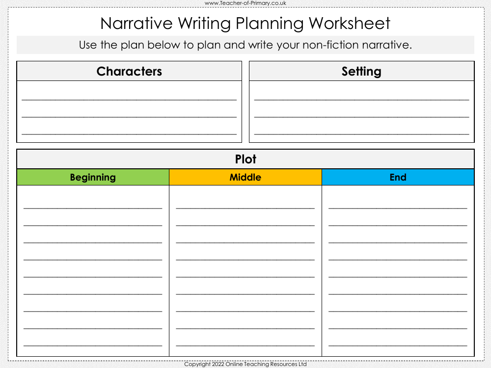 Writing Narratives About Personal Experiences - Worksheet