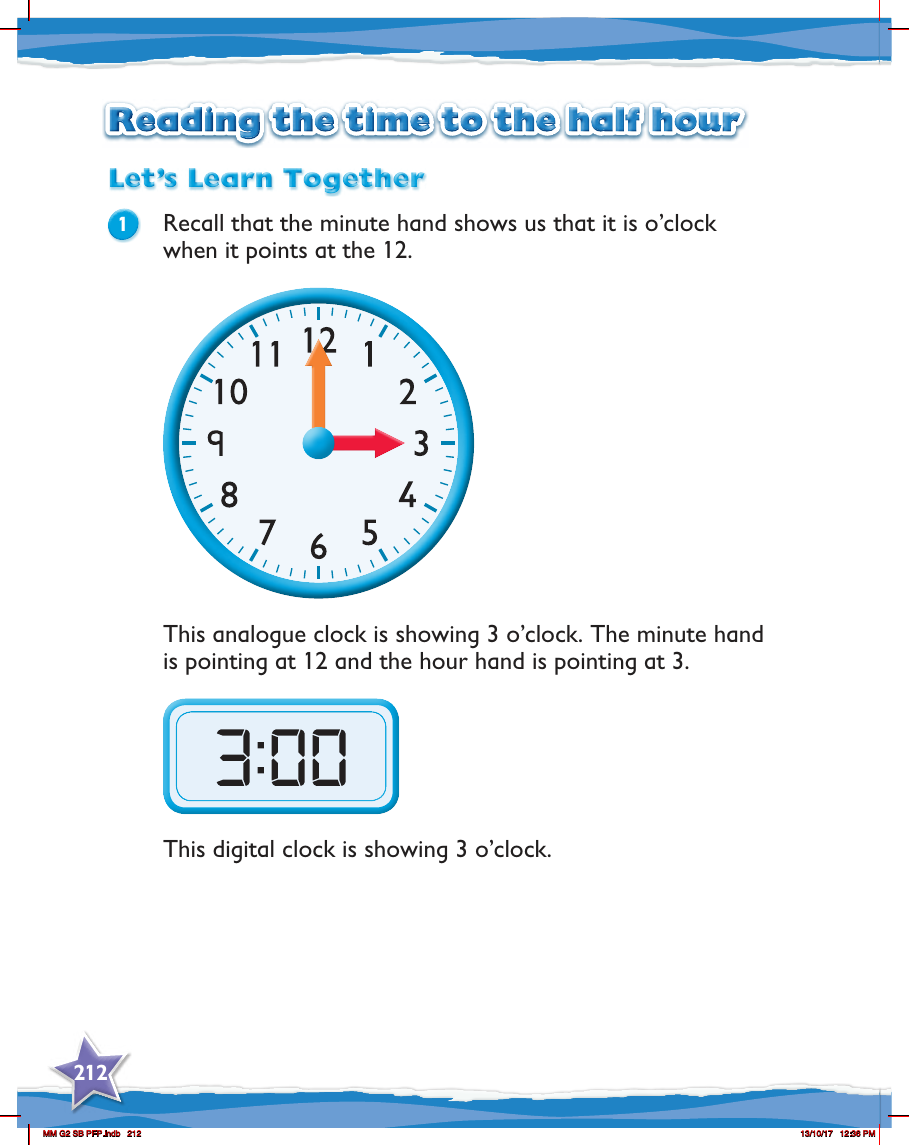 Max Maths, Year 2, Learn together, Reading the time to the half hour (1)