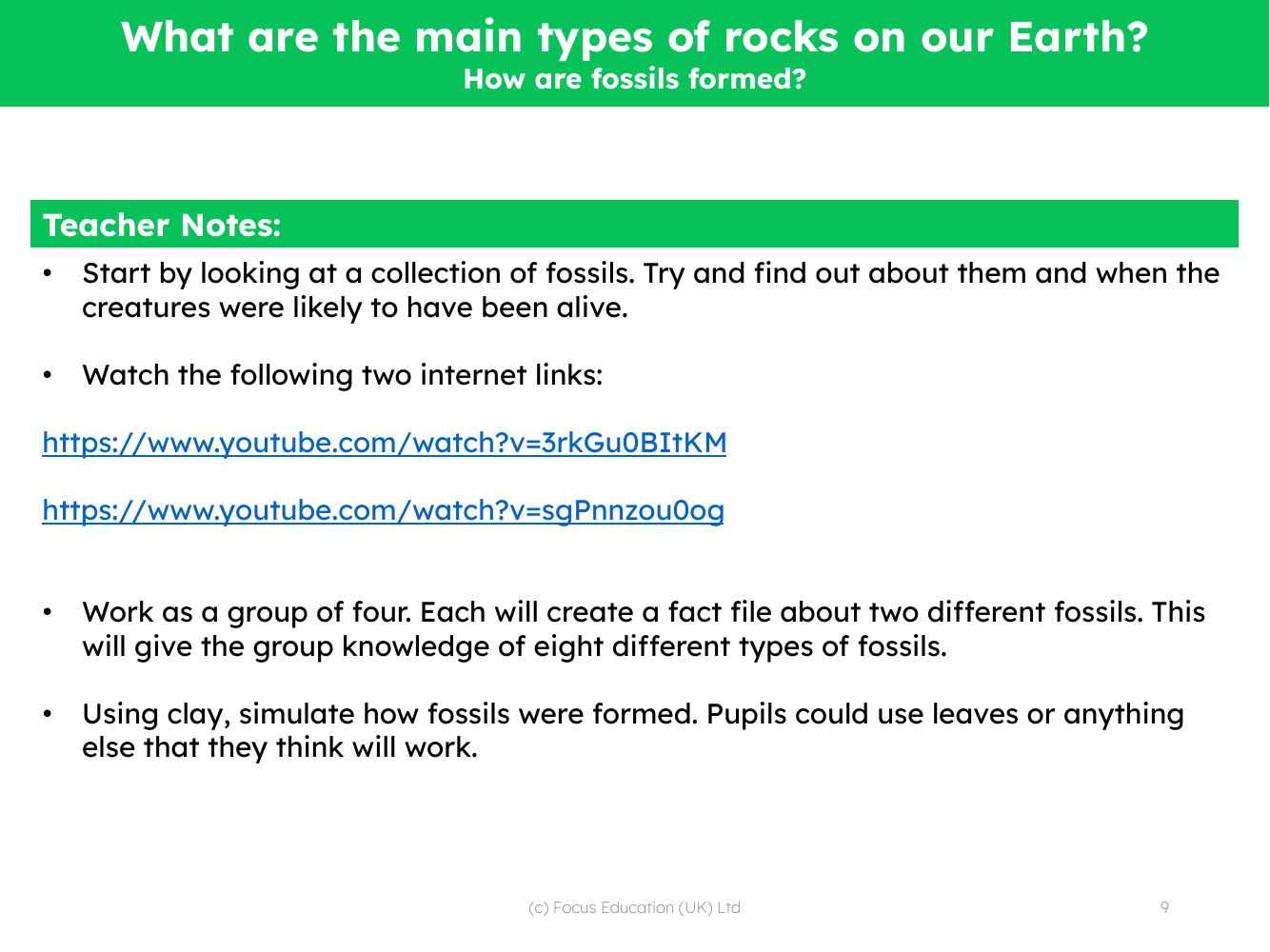 How are fossils formed? - Teacher notes