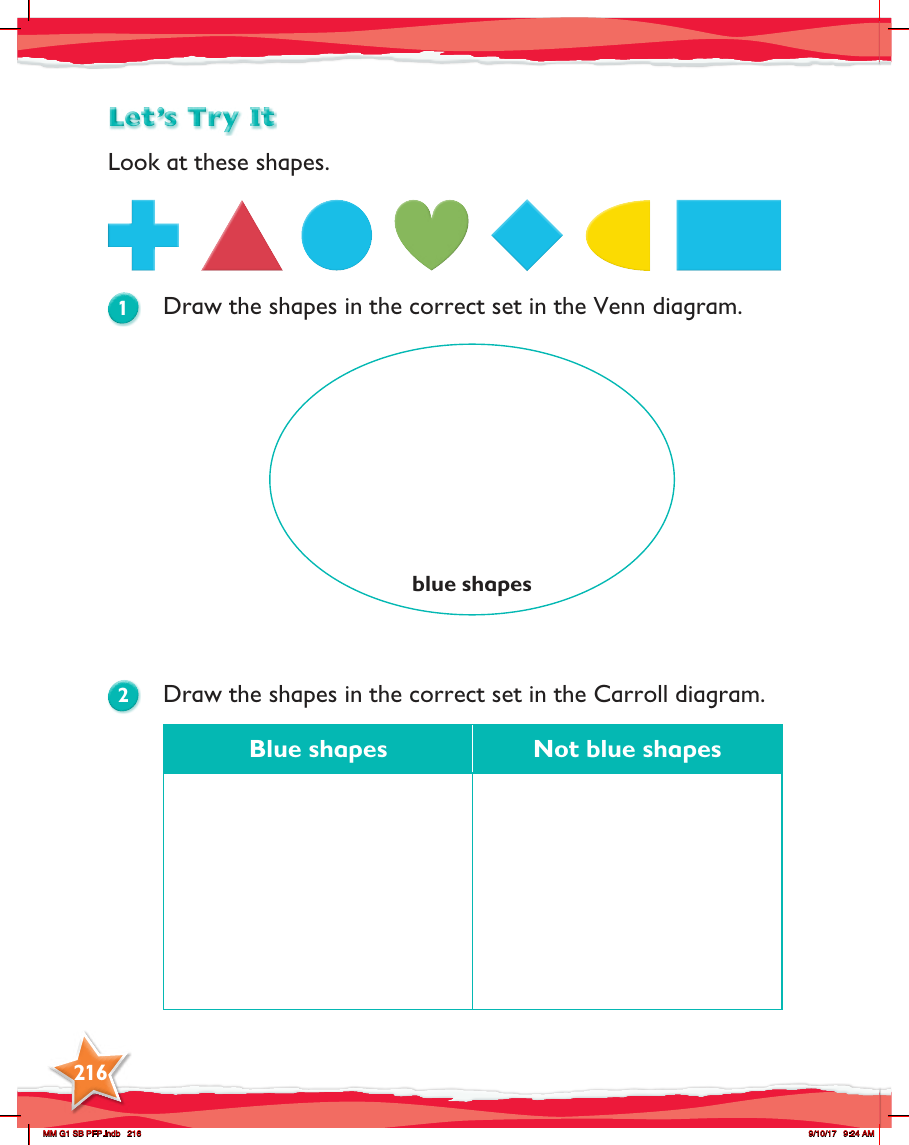 Max Maths, Year 1, Try it, Reading Venn and Carroll diagrams