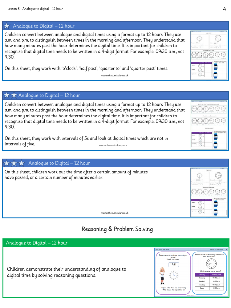 Time - Analogue to Digital 12 hour- Worksheet