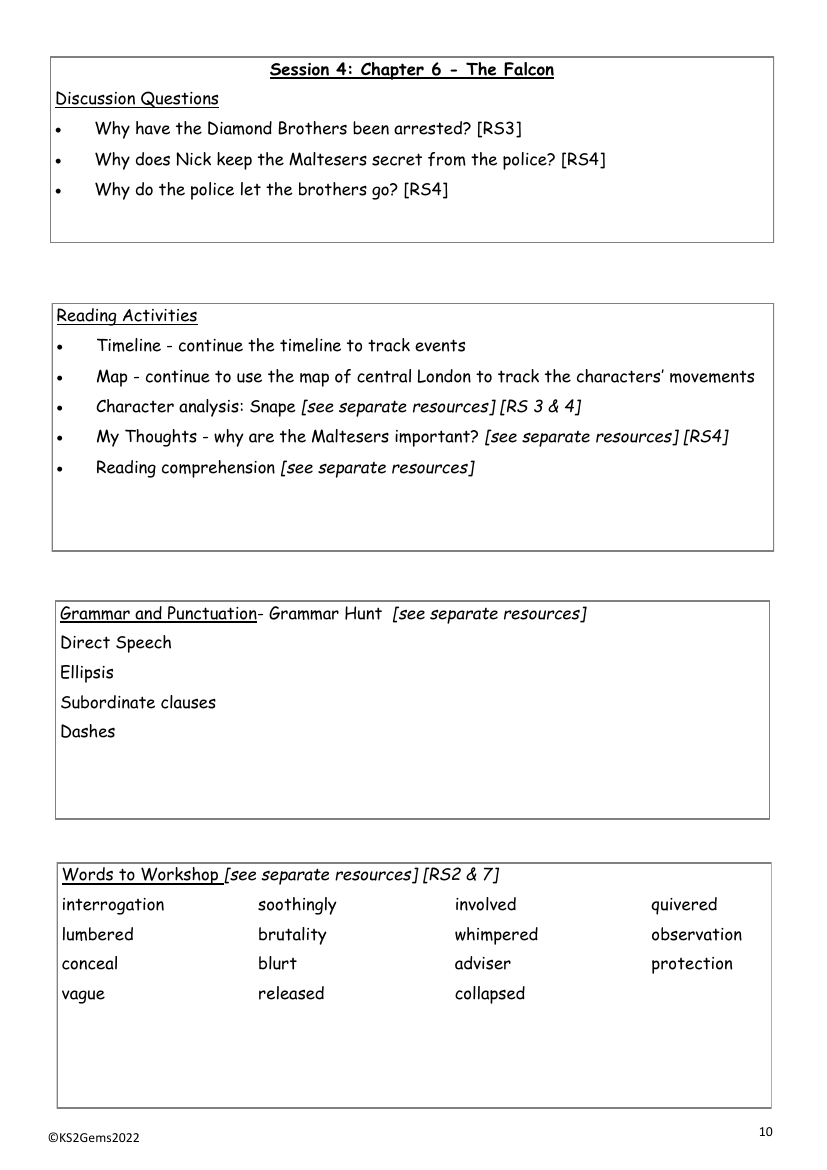 The Falcon's Malteser - Session 4 - Chapter 6 - Worksheet