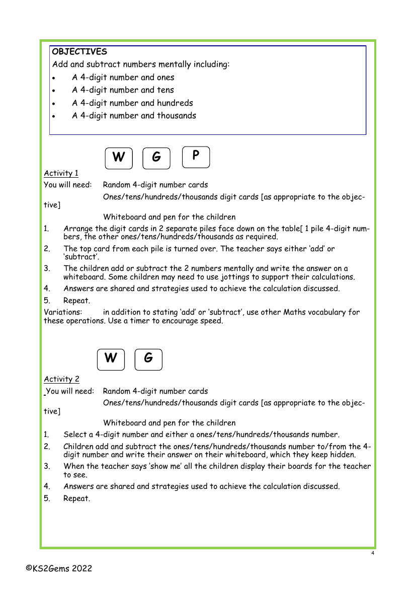 Add and subtract mentally worksheet