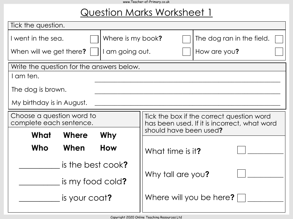 Question Marks - Worksheet