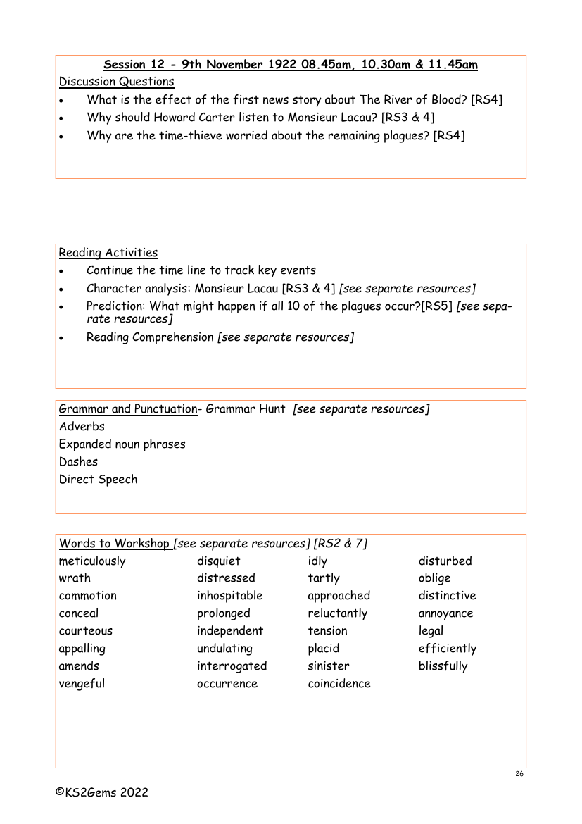 The Mummy's Curse - Session 12 - Worksheet