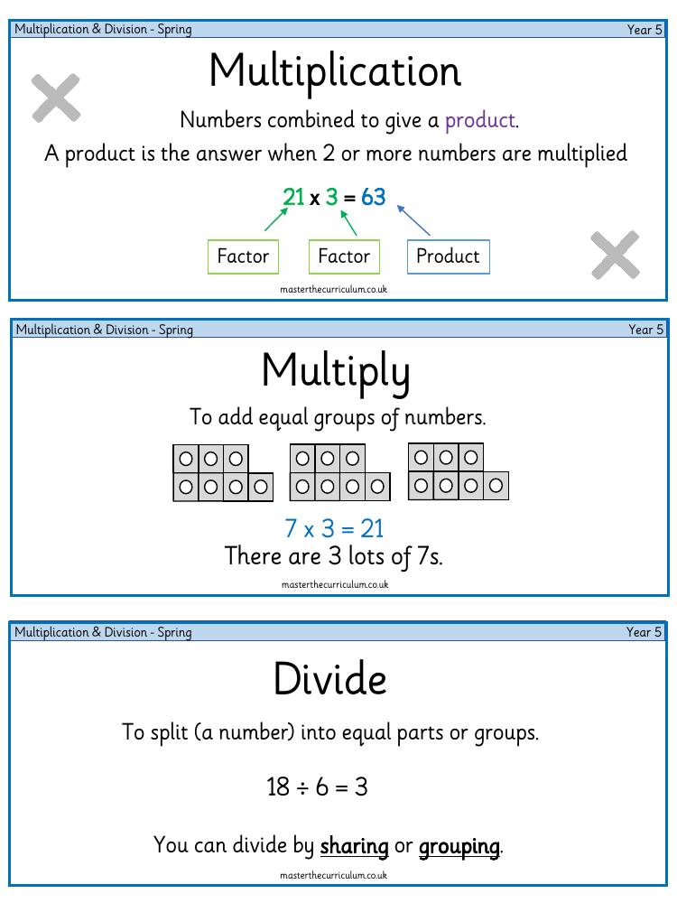 Multiplication and Division (2) - Vocabulary