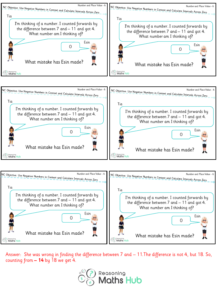 Use Negative Numbers in Context and Calculate Intervals Across Zero 10- Reasoning