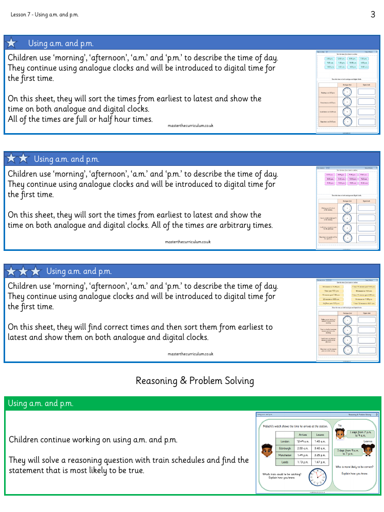 Time - Using a.m. and p.m. - Worksheet