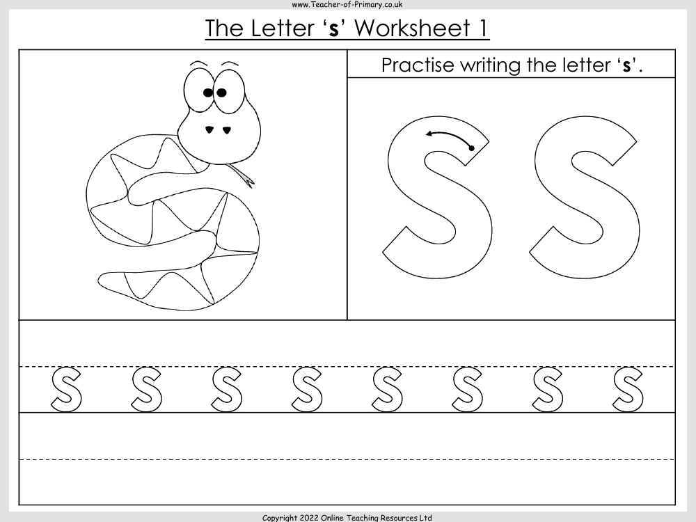 Phonics Phase 2, Set 1 - s, a, t, p  - Animated PowerPoint with worksheets teaching unit - Worksheet