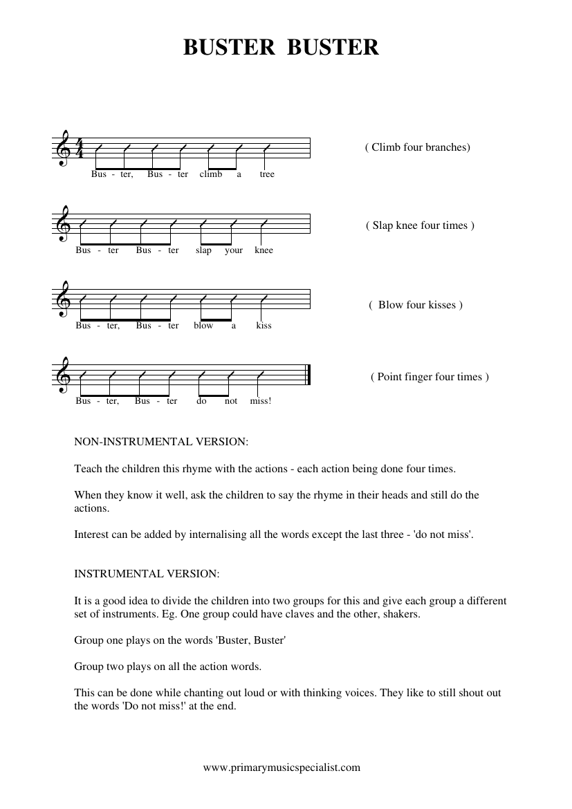 Instrumental Activity Book - Buster Buster