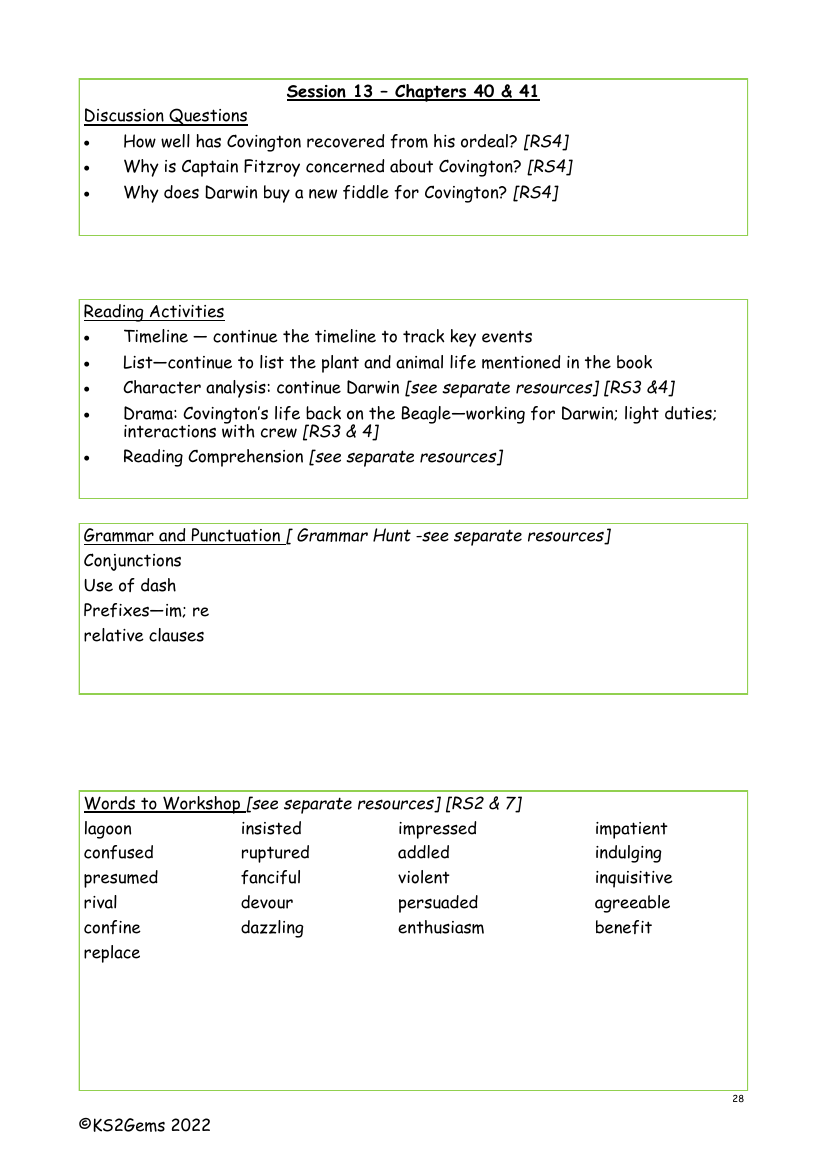 Darwin's Dragons - Session 13 - Chapters 40 - 41 - Worksheet