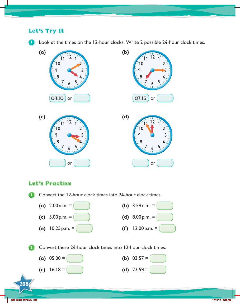 Max Maths, Year 6, Try it, Time review