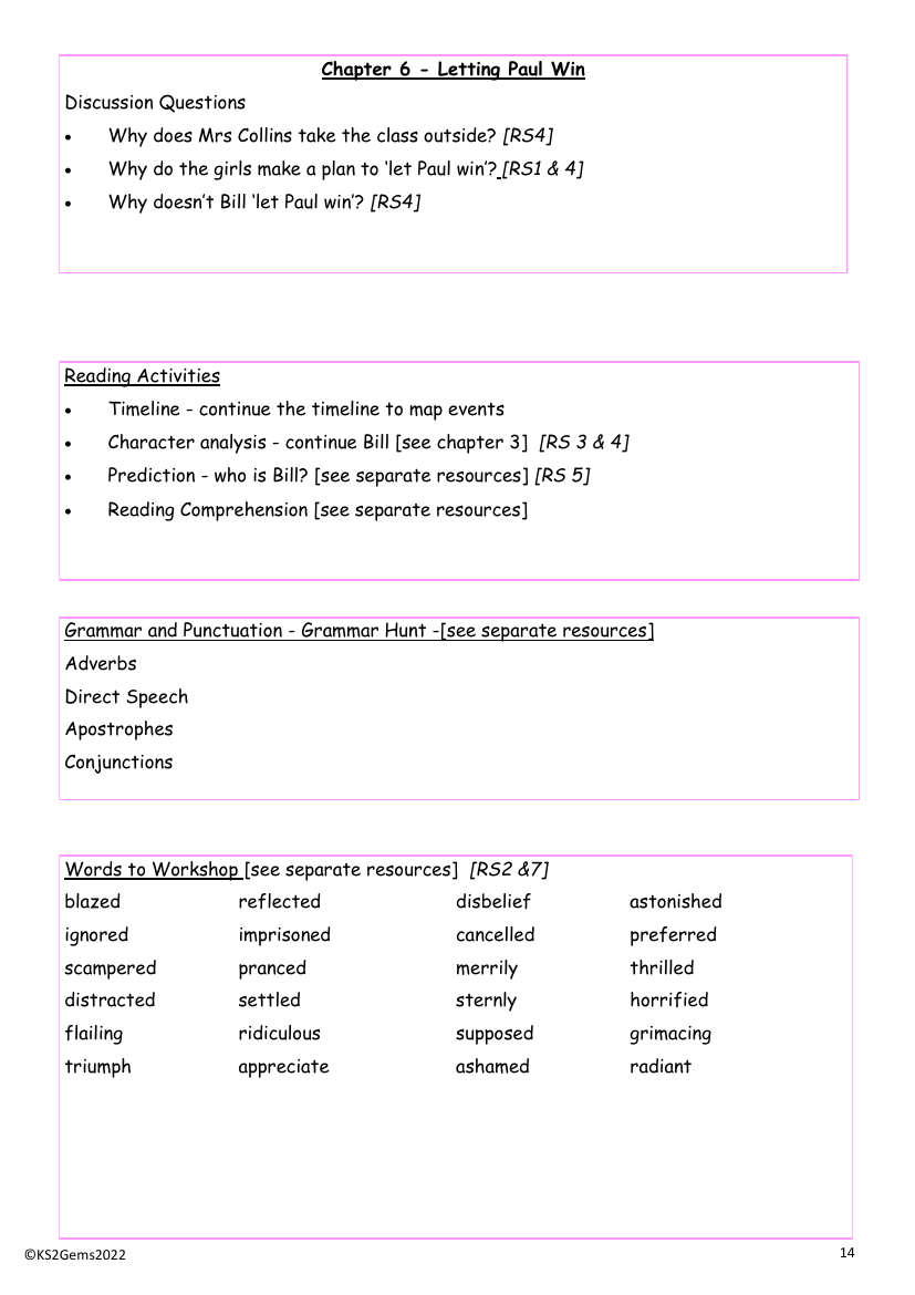 Bill's New Frock - Chapter 6 - Worksheet