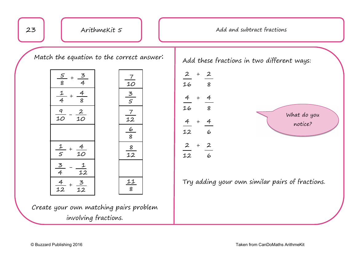 Add and subtract fractions