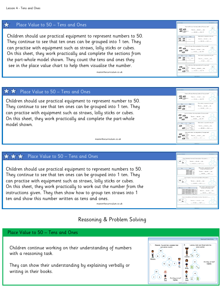 Place Value within 50 - Tens and ones - Worksheet