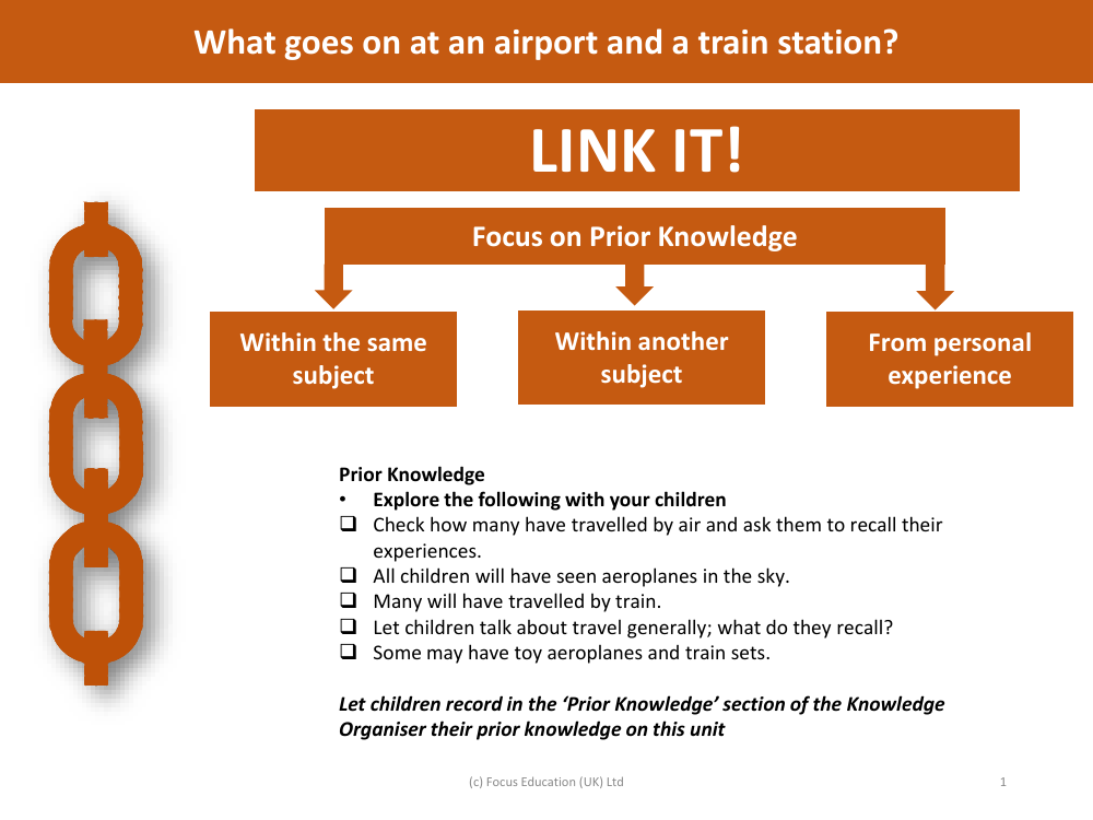 Link it! Prior knowledge - Airports and Train Stations - Year 2