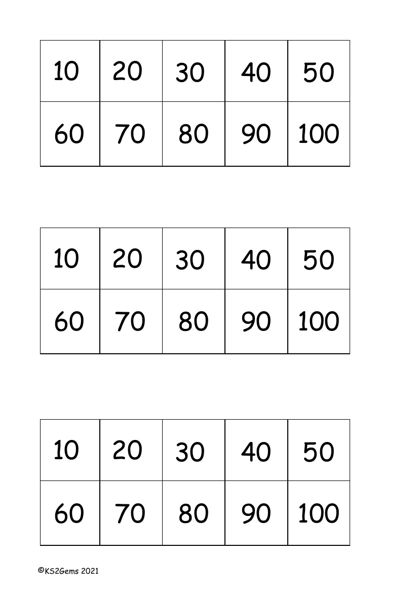 Digit Cards - Multiples of 10, 100 and 1000