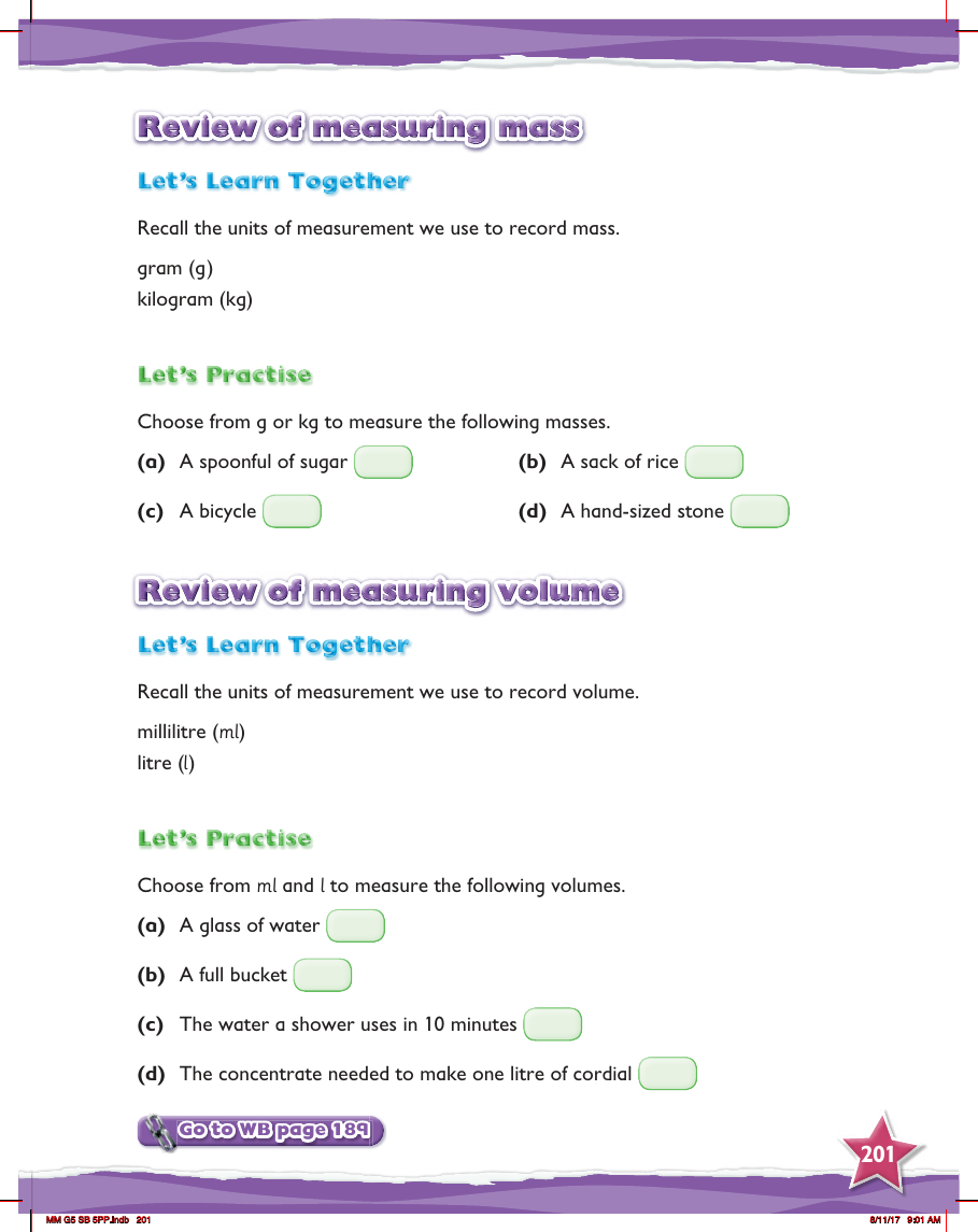 Max Maths, Year 5, Learn together, Review of measuring mass