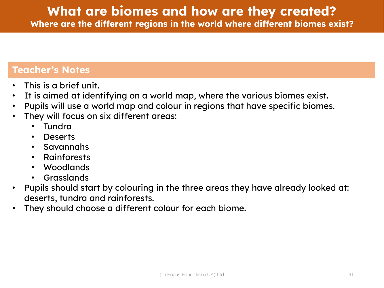 Where are the different regions in the world where different biomes exist? - Teacher notes