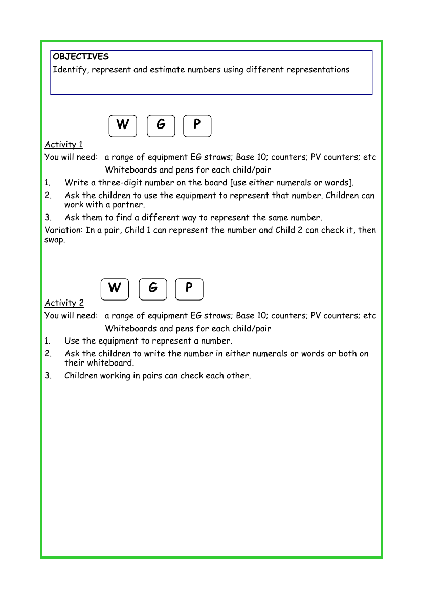 Representing and estimating numbers worksheet