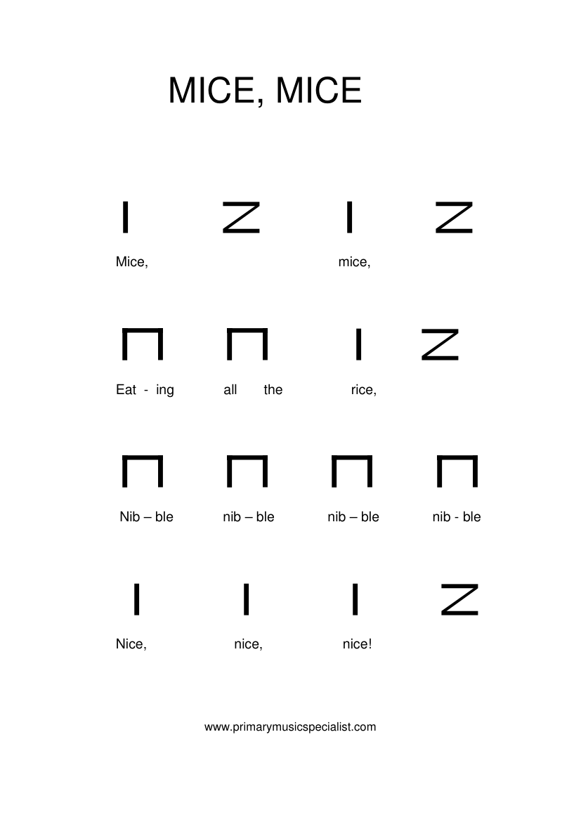 Instrumental Year 2 Notations - Mice, mice stick notation