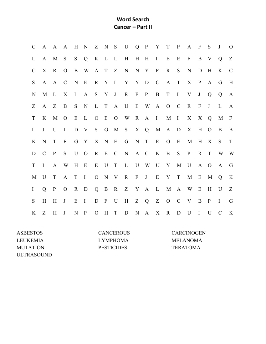 Cancer (Volume 2) - Word Search