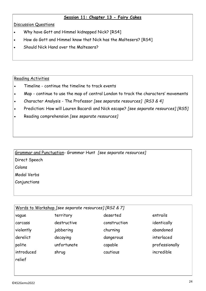 The Falcon's Malteser - Session 11 - Chapter 13 - Worksheet