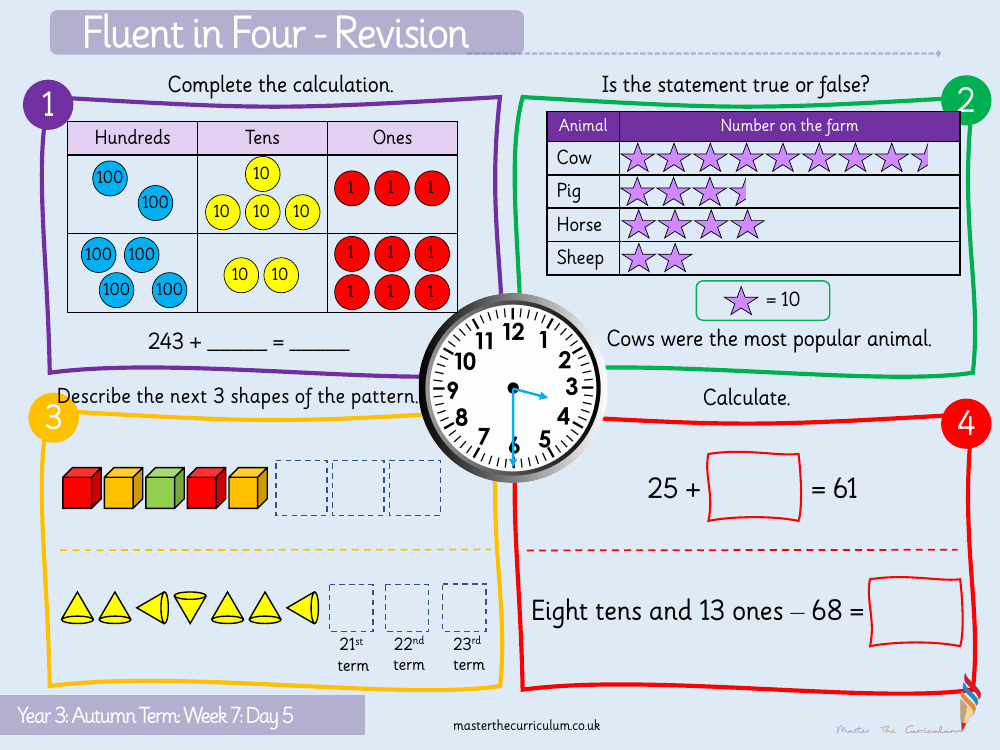 Addition and subtraction - Add two three-digit numbers ​crossing 10 or 100​ - Starter