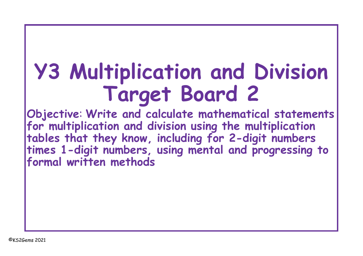 Multiplication and Division Target Board - Written multiplication
