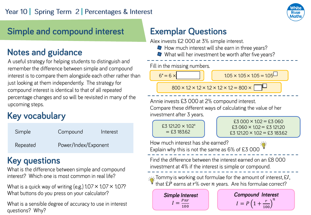 Simple and compound interest: Questions