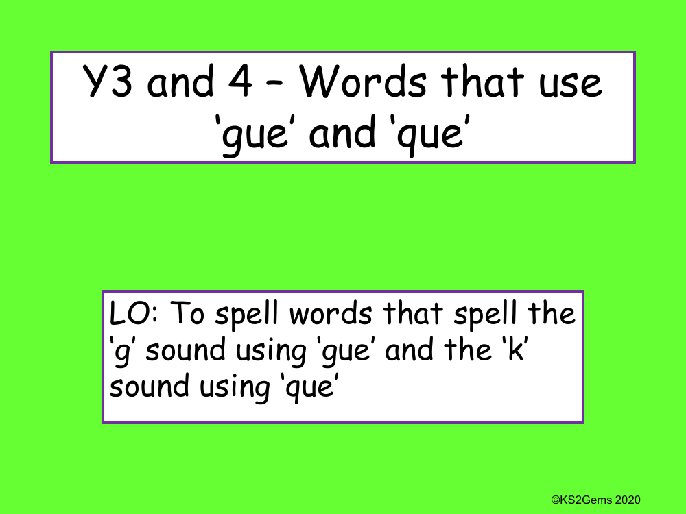 Words Containing 'gue' and 'que' Presentation