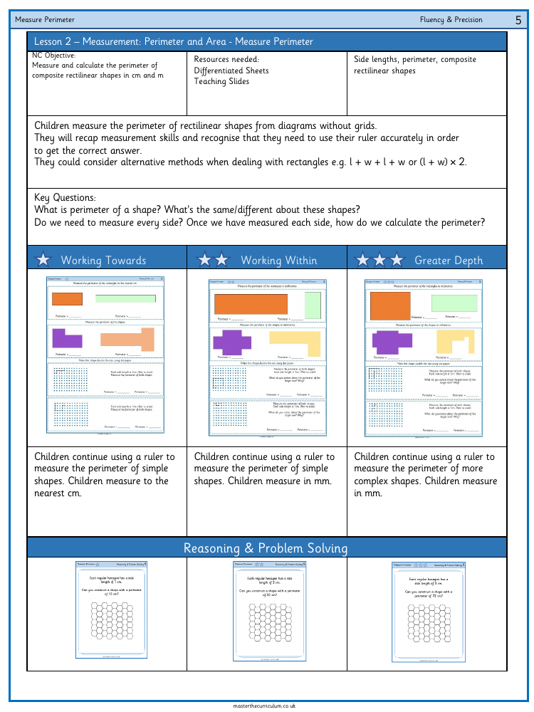 Perimeter and Area - Measure Perimeter - Worksheet