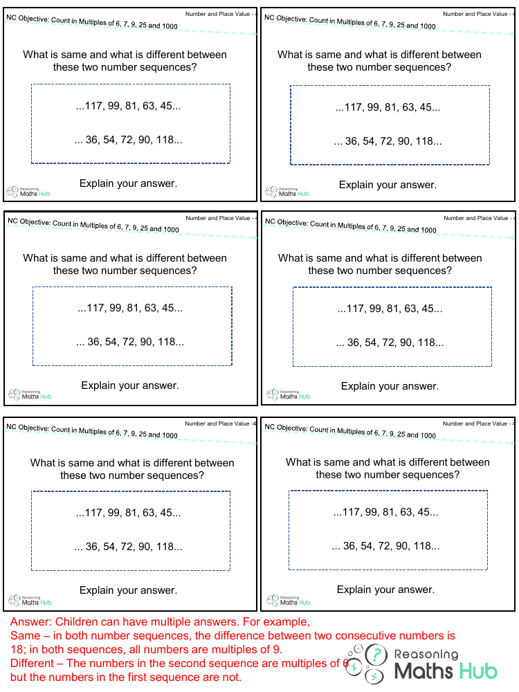 Count in multiples of 6, 7, 9, 25 and 1000 2 - Reasoning