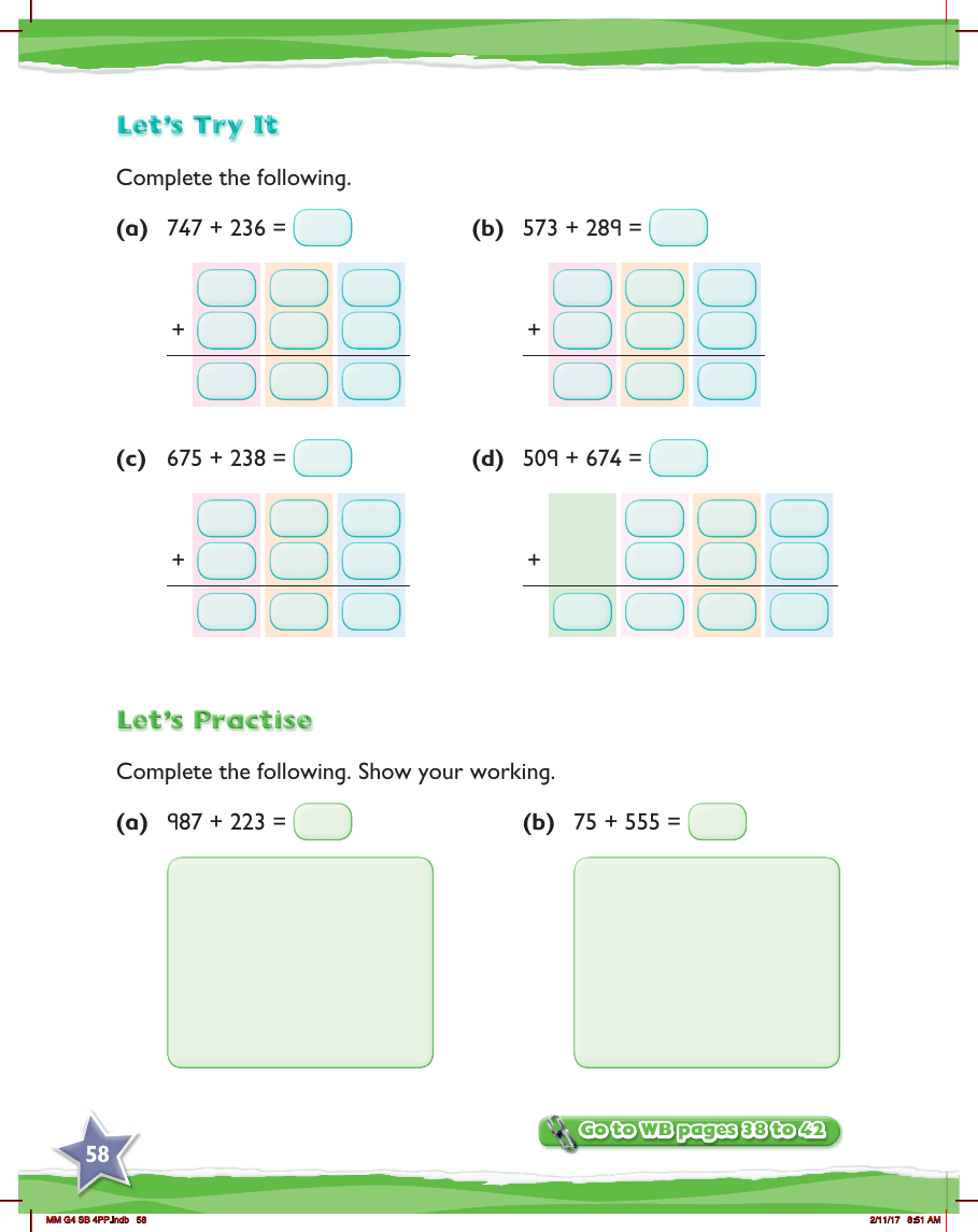 Max Maths, Year 4, Practice, Addition of 3-digit numbers using regrouping and column method