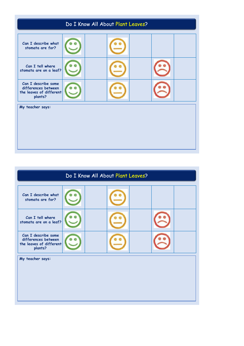 Leaves - Self Assessment